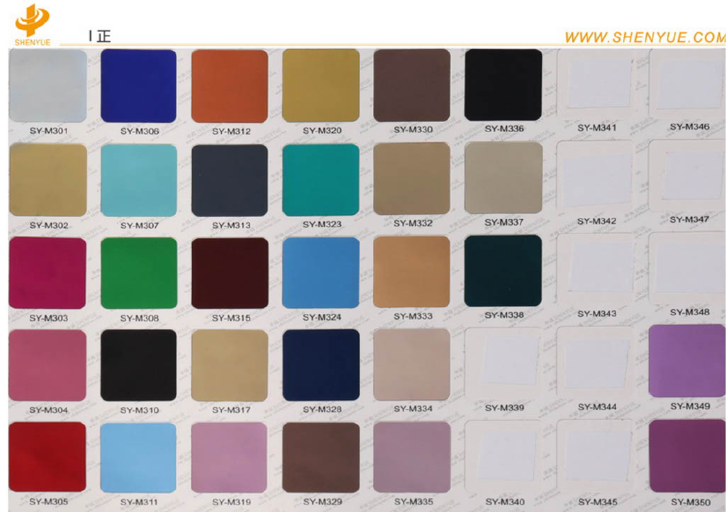 PET Film Colour Chart — 301-350
