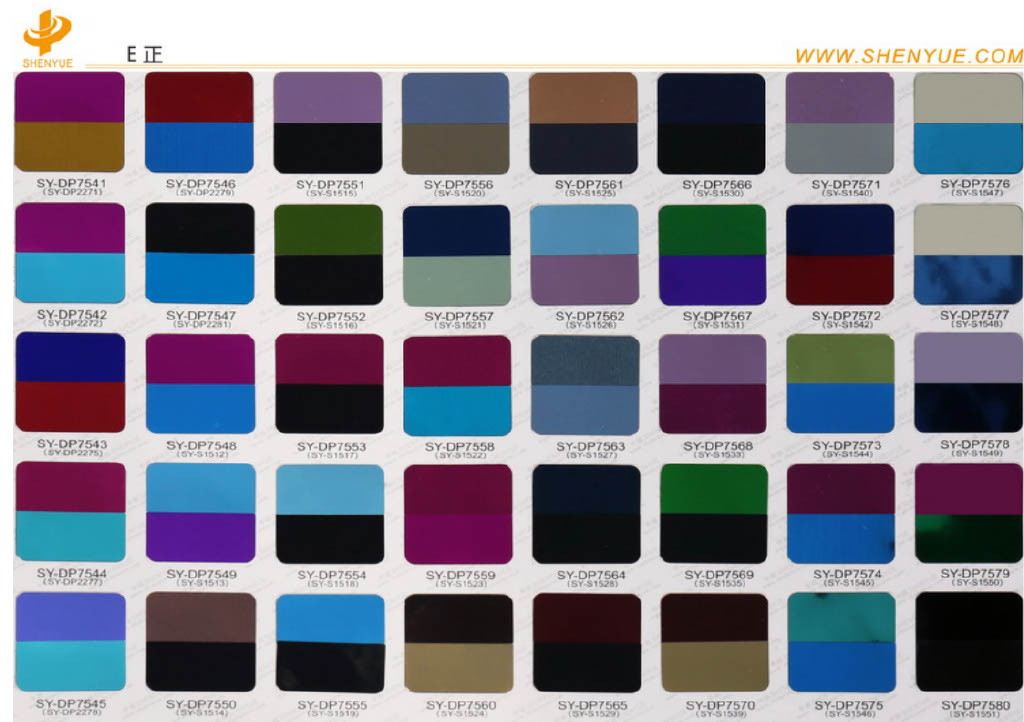 PET Film Colour Chart — 7541-7580
