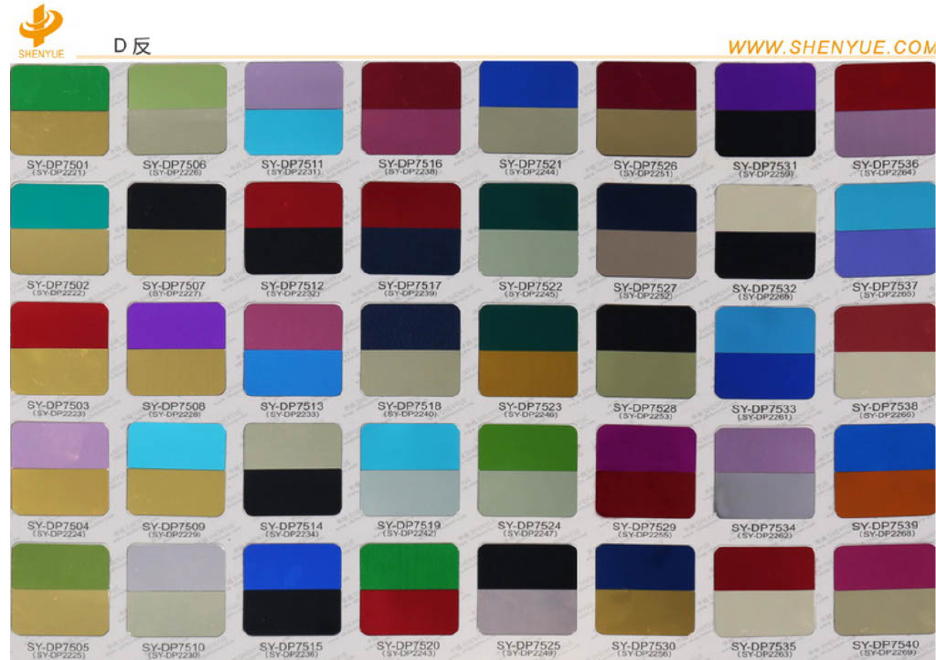 PET Film Colour Chart — 7501-7540
